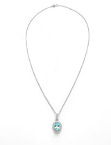 Aqua Marine Halo Pendant Necklace