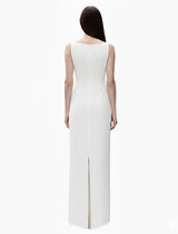 Straight Neck Crepe Gown