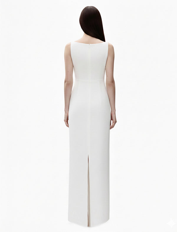 Straight Neck Crepe Gown