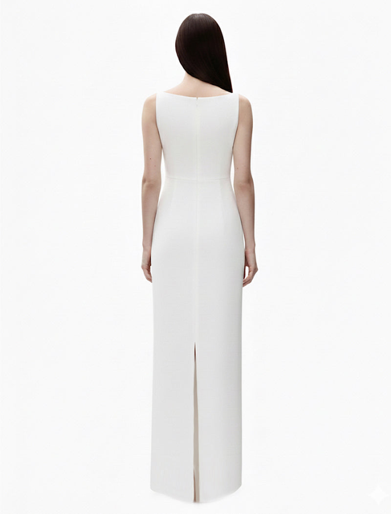 Straight Neck Crepe Gown