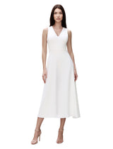 Stretch Crepe V Neck Midi Dress