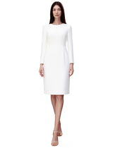 Long Sleeve Strech Crepe Knee Length Dress