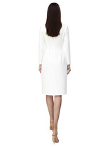 Long Sleeve Strech Crepe Knee Length Dress