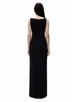 Straight Neck Crepe Gown