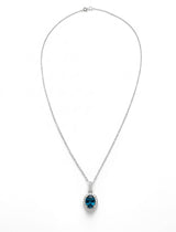 London Blue Topaz Halo Pendant Necklace