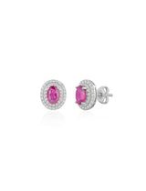Ruby Halo Stud Earrings