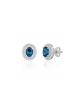London Blue Topaz Halo Stud Earrings
