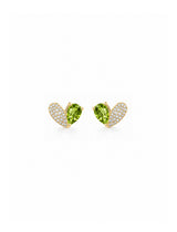 Peridot Heart Stud Earrings